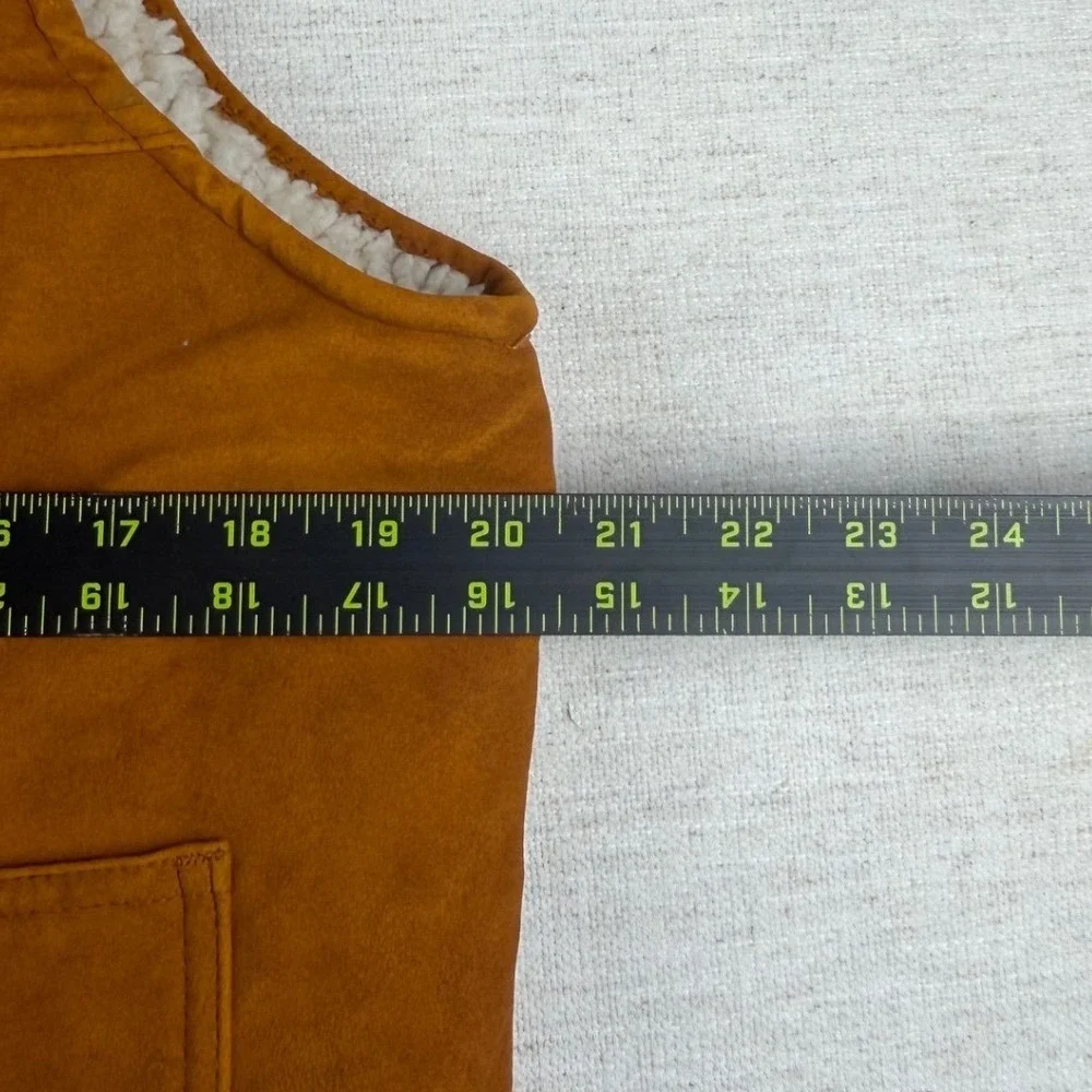 Vintage‎ 70's Wrangler Mens Sherpa Lined Faux Suede Western Vest Tan Brown M